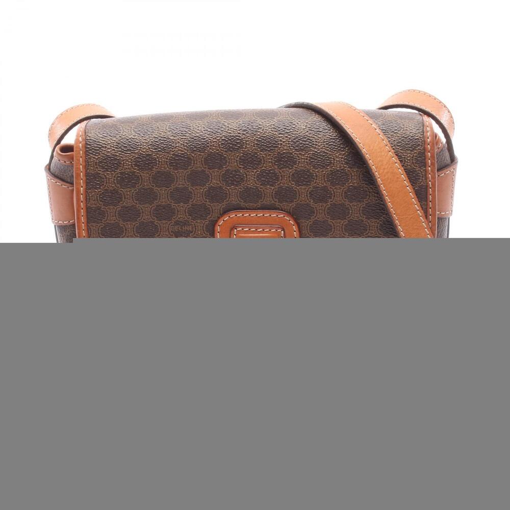 Celine Macadam Shoulder Bag Canvas Leather Brown